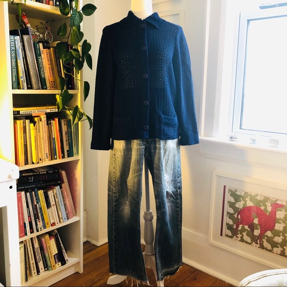 Vintage navy boxy fit knit sweater - Picture 6 of 8